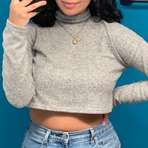 Forever 21 Grey Cropped Turtleneck